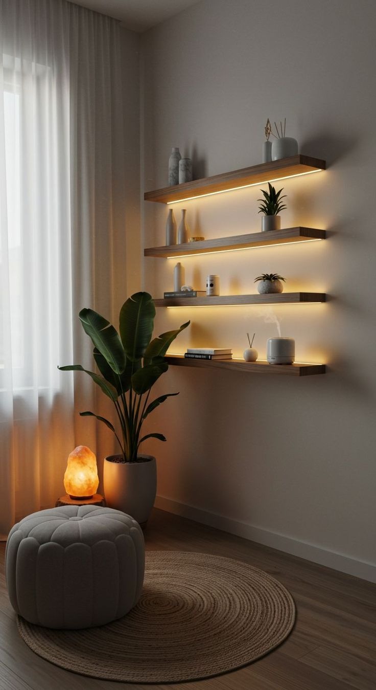 Kệ treo tường gắn LED